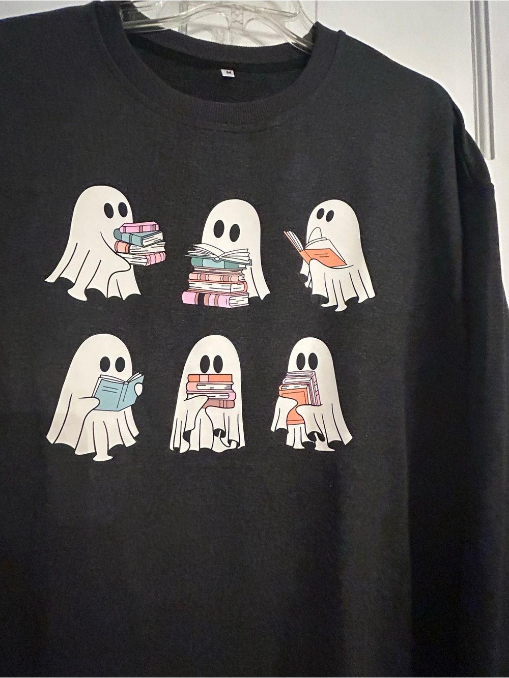 Grey Pullover Sweatshirt with Reading Ghosts Graphic medium - Picture 2 of 3